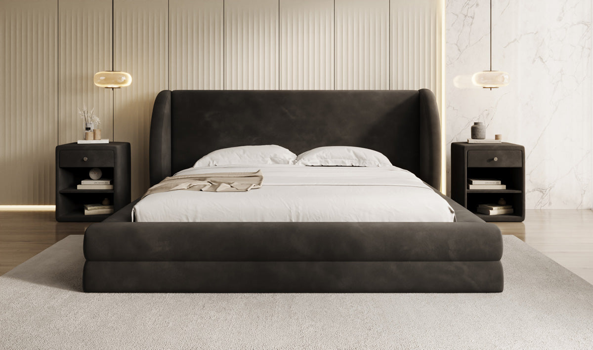 Designer Polsterbett Liv in Samt mit Stauraum