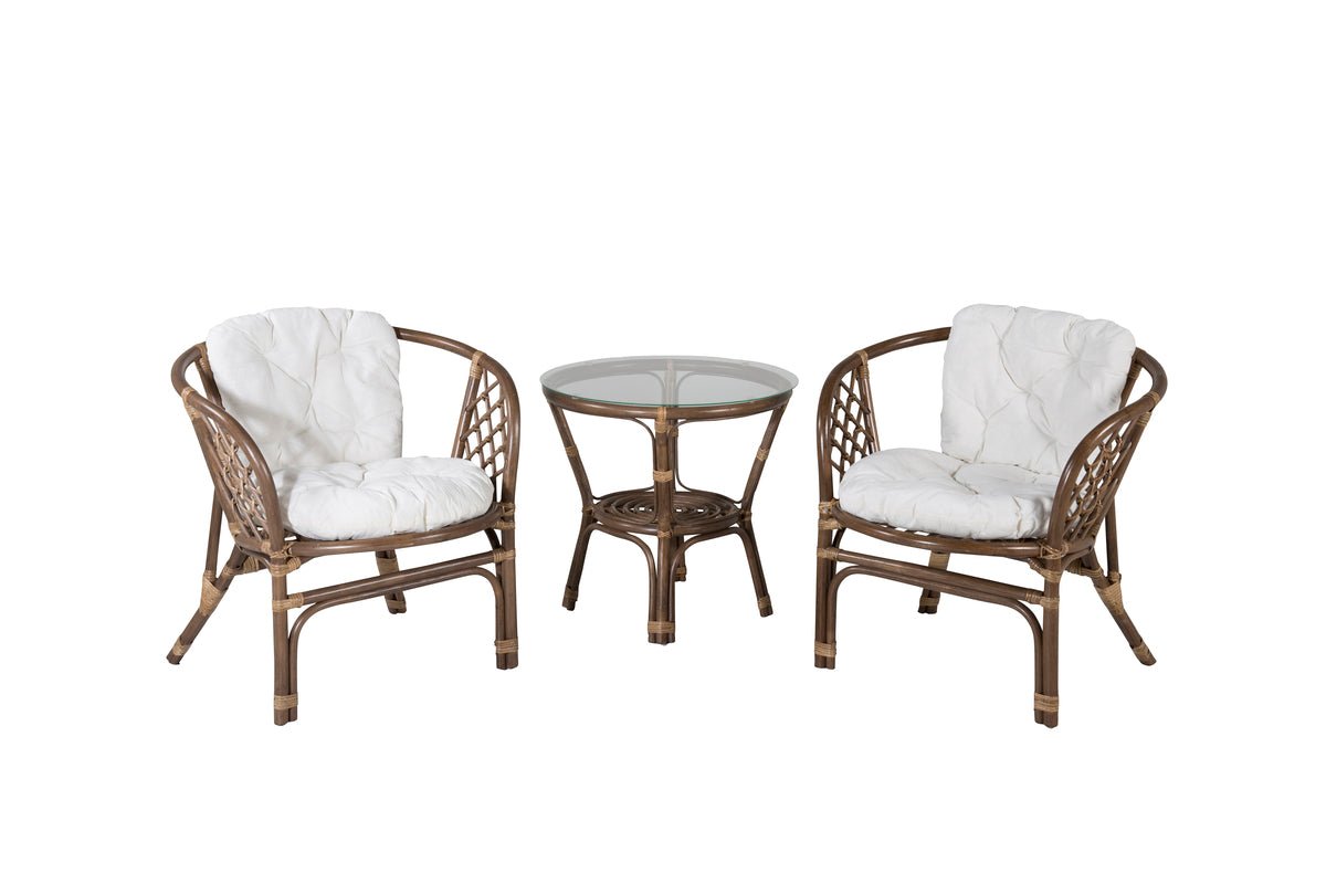 Balkonset Jasmin - aus walnussfarbenen Rattan