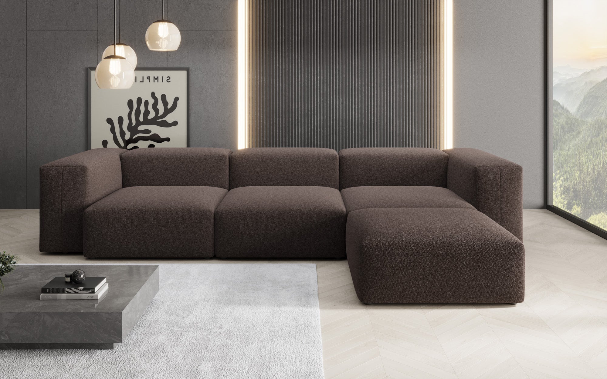 Designer L Sofa Snug in Bouclé