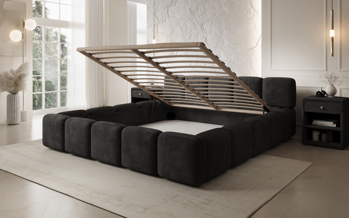 Designer Polsterbett Giulia Cord mit Stauraum