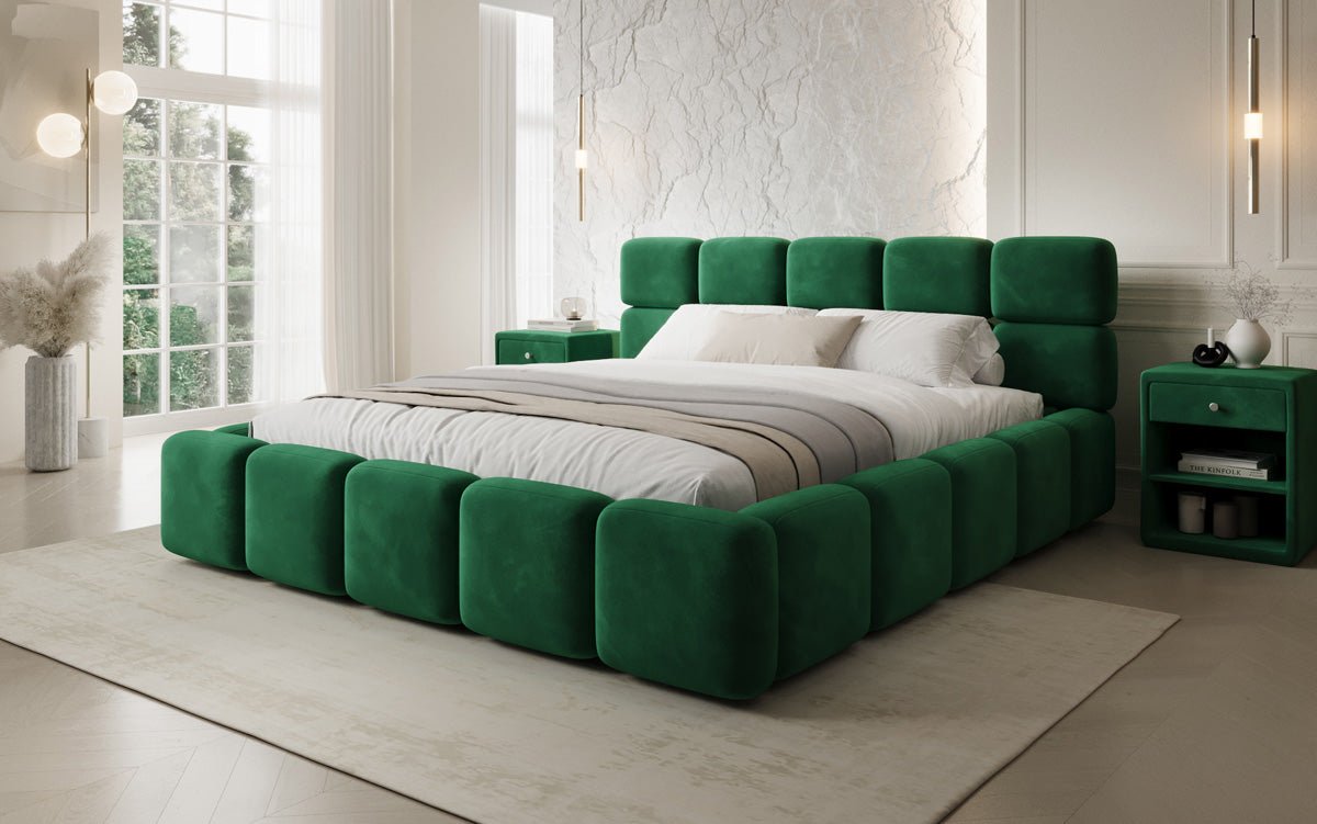 Designer Polsterbett Matilda Samt mit Stauraum