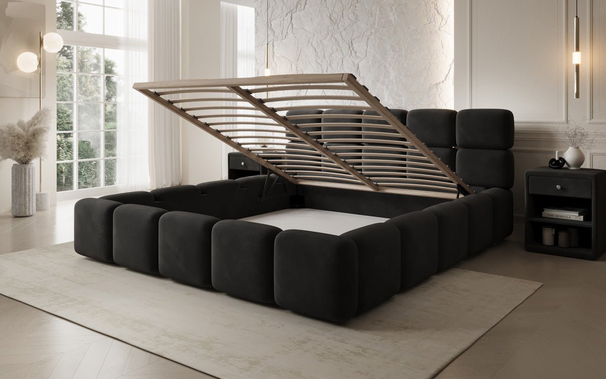 Designer Polsterbett Matilda Samt mit Stauraum