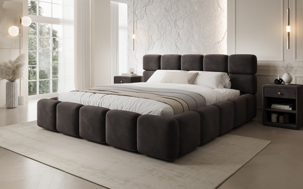 Designer Polsterbett Matilda Samt mit Stauraum