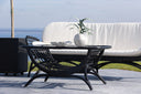 Garten Couchtisch Sarina - Aus Rattan und Glas in Schwarz