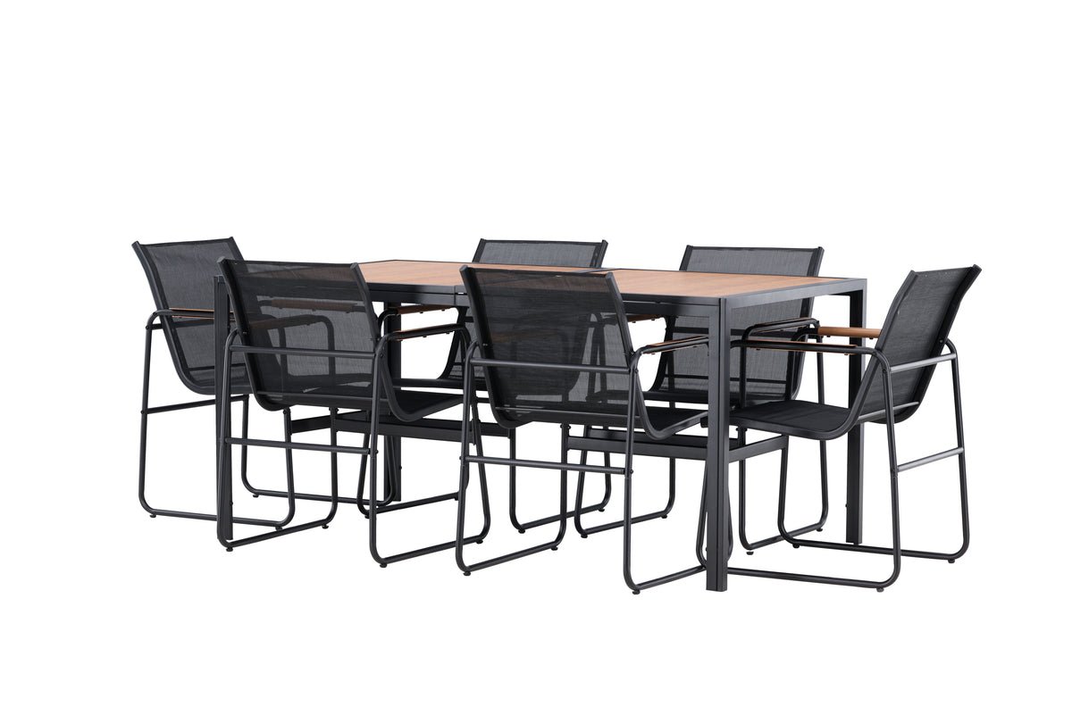 Garten Essgruppe Alento – 7-teiliges Gartenmöbel-Set aus Stahl und Polystone