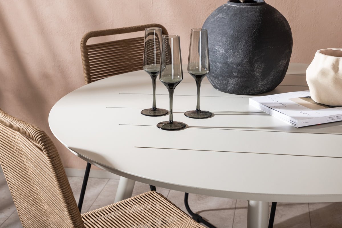 Garten Essgruppe Fina – 5-teiliges Gartenmöbel-Set mit rundem Tisch