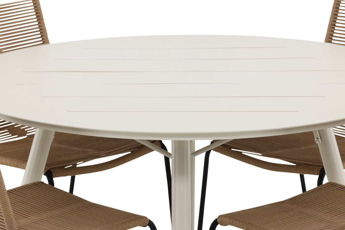 Garten Essgruppe Fina – 5-teiliges Gartenmöbel-Set mit rundem Tisch