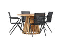 Garten Essgruppe Leone – 5-teiliges Gartenmöbel-Set mit rundem Tisch aus Akazie
