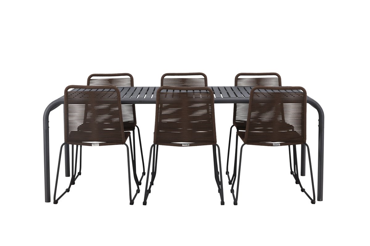 Garten Essgruppe Savannah – 7-teiliges Gartenmöbel-Set mit braunen Stühlen