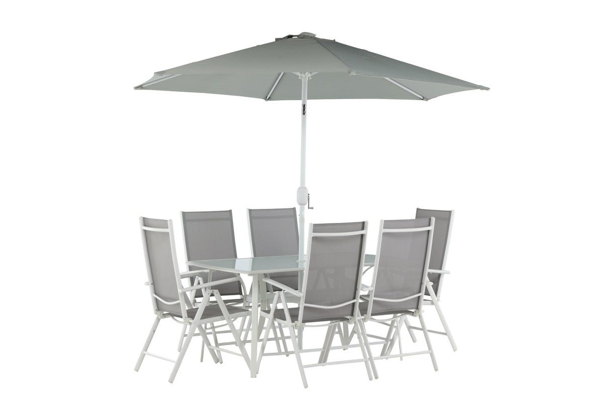 Garten Essgruppe Toulouse – 8-teiliges Gartenmöbel-Set aus Aluminium und Textilene