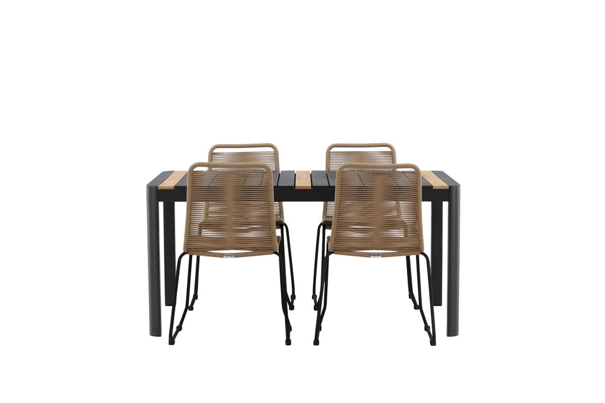 Garten Essgruppe Virello – 5-teiliges Gartenmöbel-Set in Schwarz/Braun