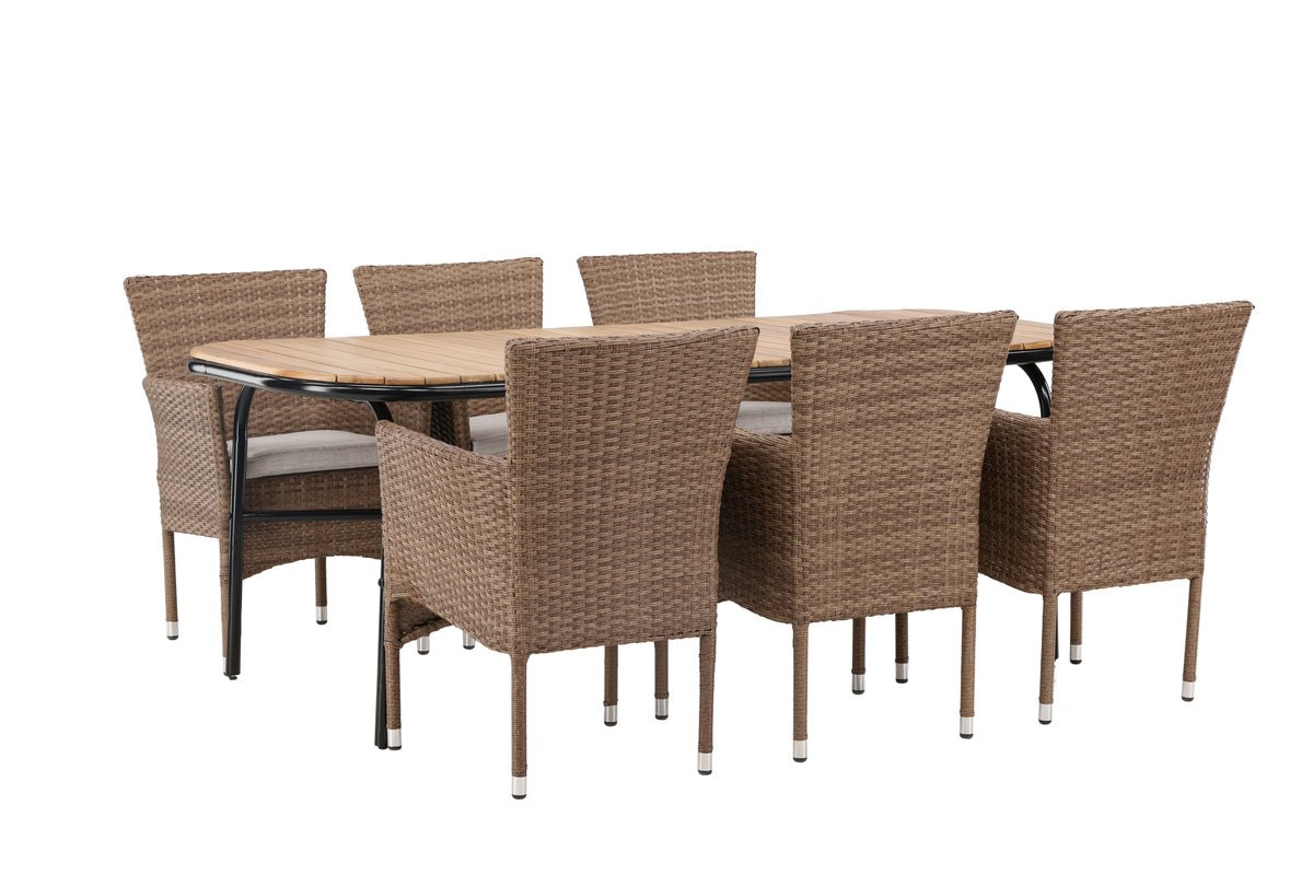Garten Essgruppe Vista – 7-teiliges Gartenmöbel-Set mit Tisch aus Akazienholz