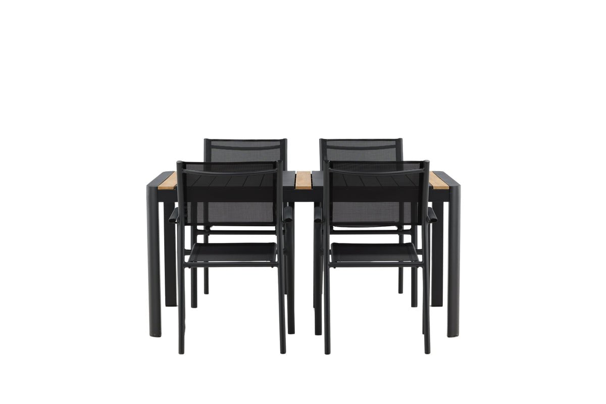 Garten Essgruppe Wylera – 5-teiliges Gartenmöbel-Set in Schwarz