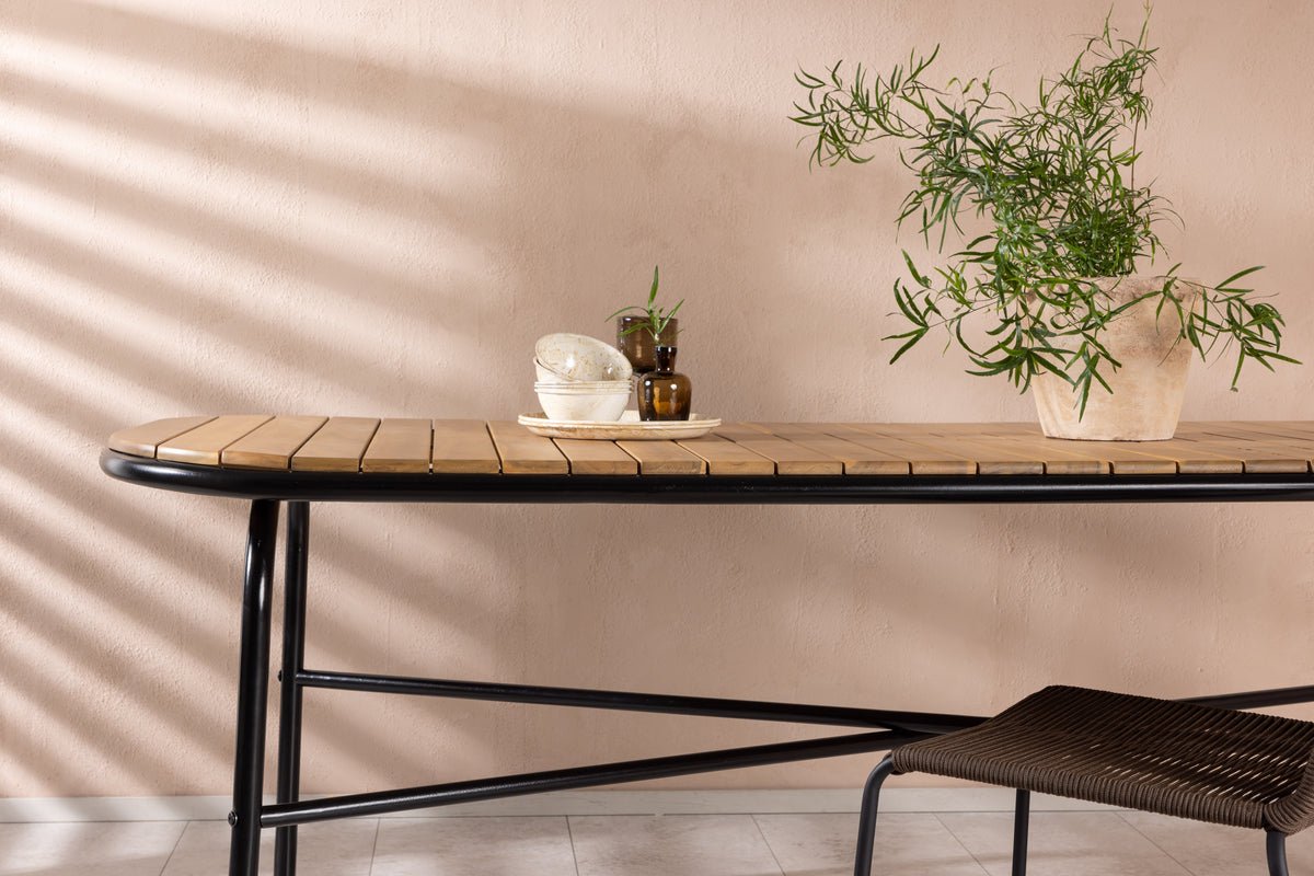 Garten Esstisch Lumo - 200x90 cm mit Akazien-Tischplatte in Naturoptik