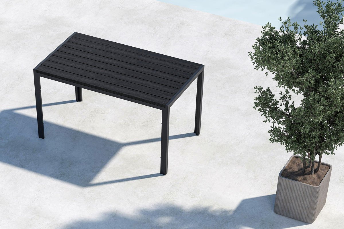 Garten Esstisch Siena - 140x80 cm aus Aluminium und Polywood in Beige oder Schwarz
