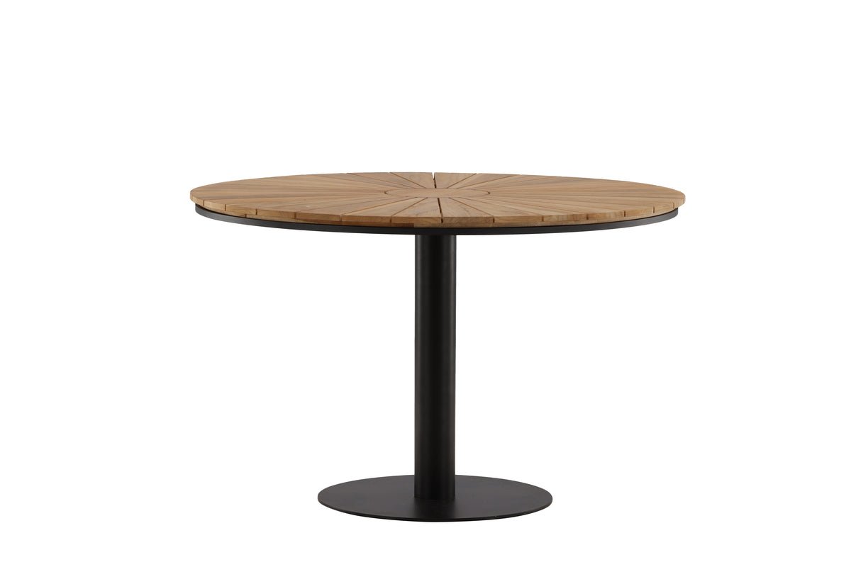 Garten Esstisch Terra - Ø 120cm aus Aluminium und Teakholz