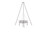 Garten Feuerschale mit Schwenkgrill Flamio - aus Stahl in Silber