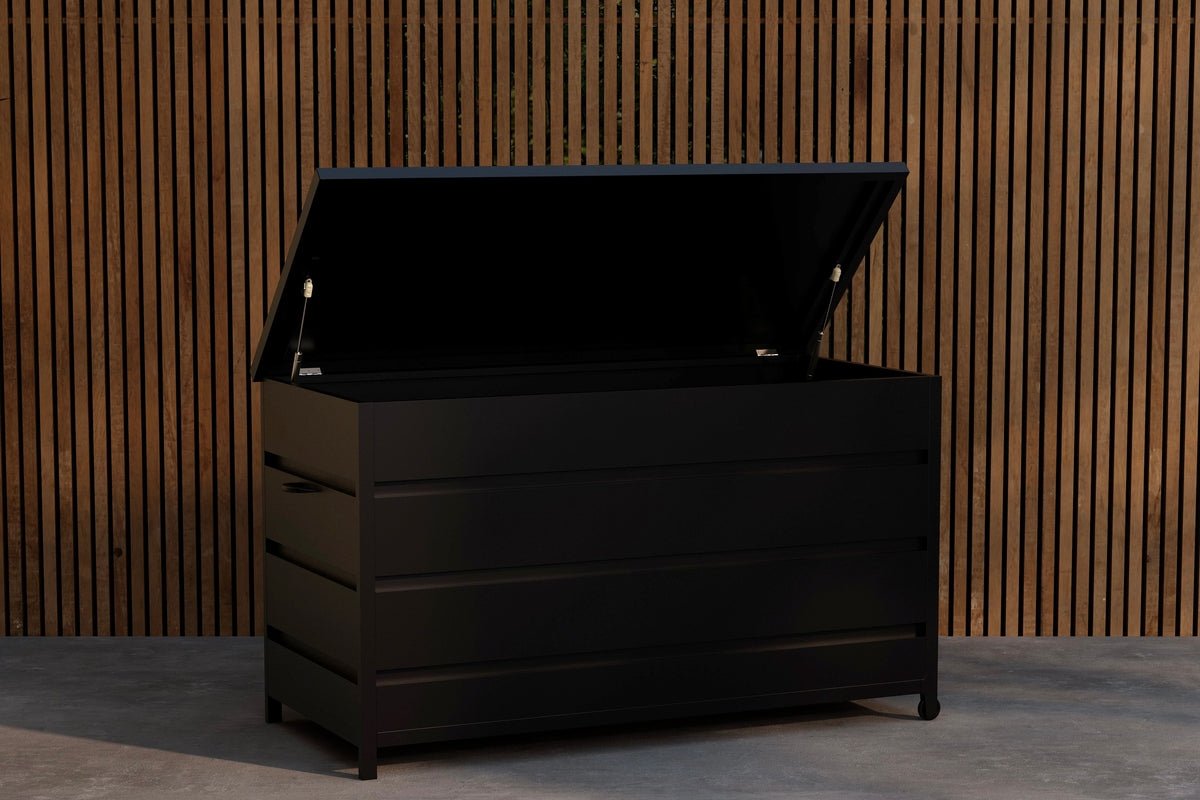 Garten Kissenbox Nessa - Aus schwarzem Aluminium