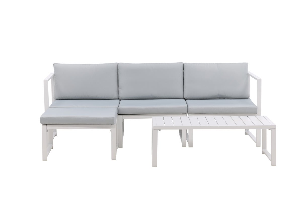 Garten Loungeset Alicia – mit hellgrauen Kissen & Couchtisch