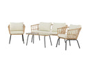 Garten Loungeset Arima – aus Rattan & Metall mit Glasplatte