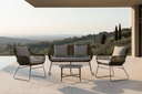 Garten Loungeset David – wetterbeständig mit Sesseln & rundem Glastisch