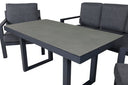 Garten Loungeset Kreta – 4-teiliges Set mit Tisch & dunkelgrauen Kissen