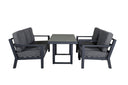 Garten Loungeset Kreta – 4-teiliges Set mit Tisch & dunkelgrauen Kissen