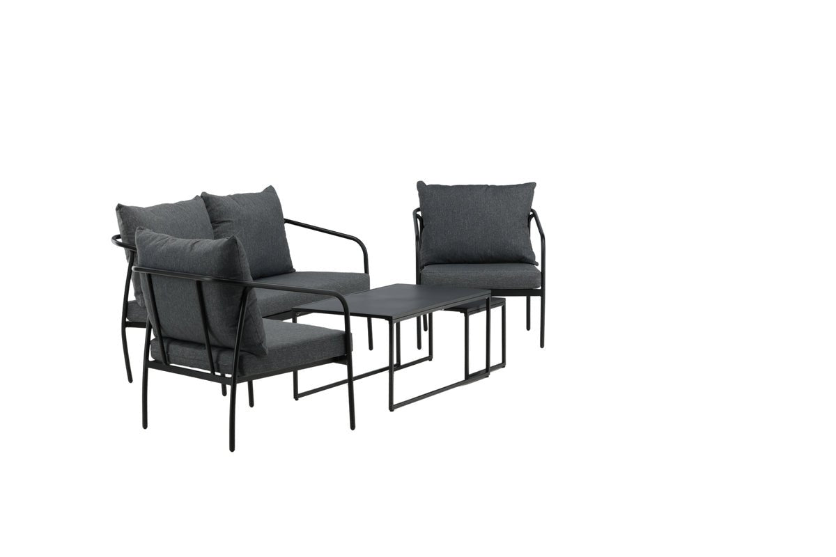 Garten Loungeset Living - aus schwarzem Stahlgestell