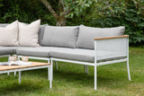 Garten Loungeset Luana – in Weiß & Schwarz mit Teak-Tisch & Polstern