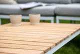 Garten Loungeset Luana – in Weiß & Schwarz mit Teak-Tisch & Polstern