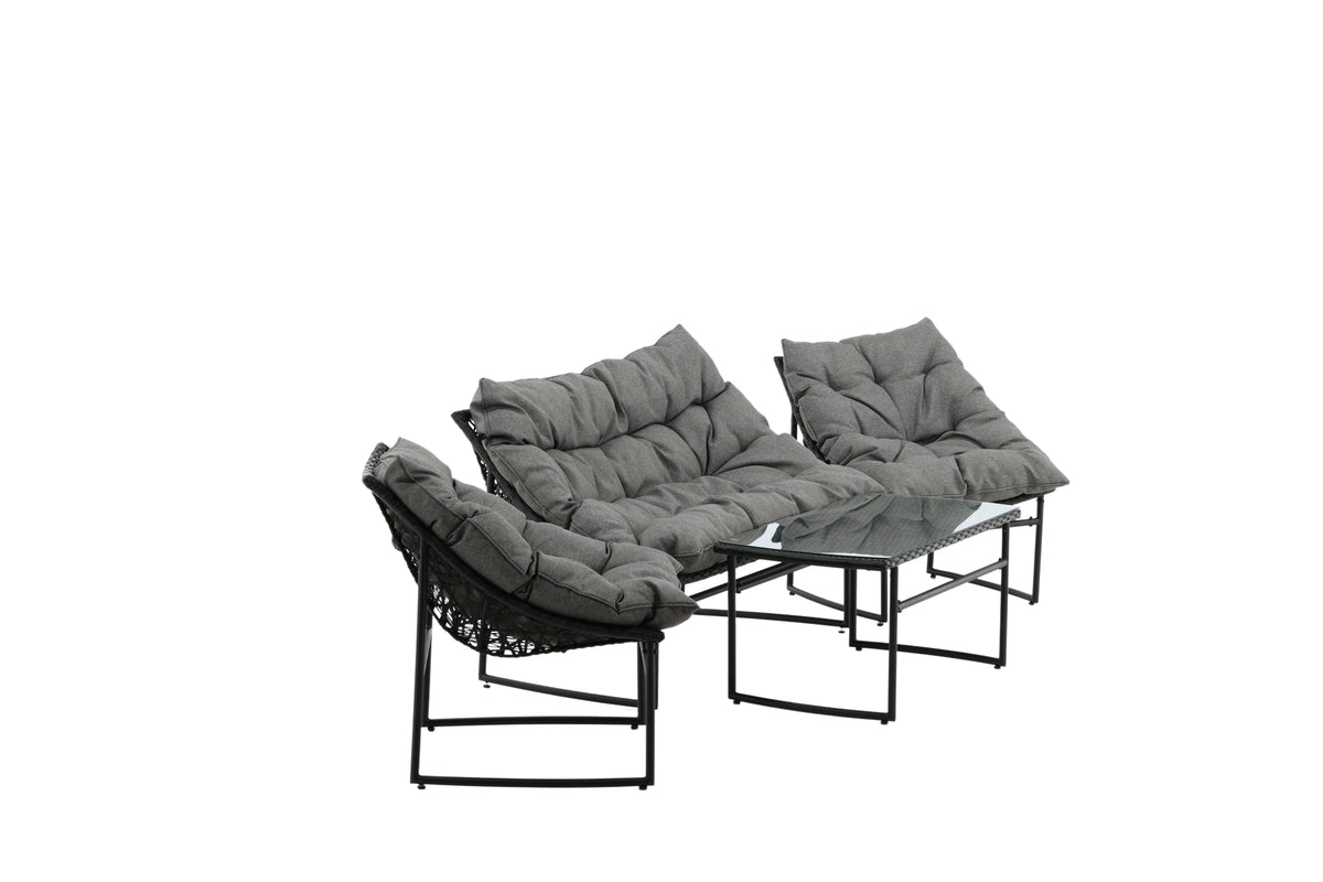 Garten Loungeset Marvella – 4-teiliges Outdoor-Sofa-Set in Schwarz mit Polstern