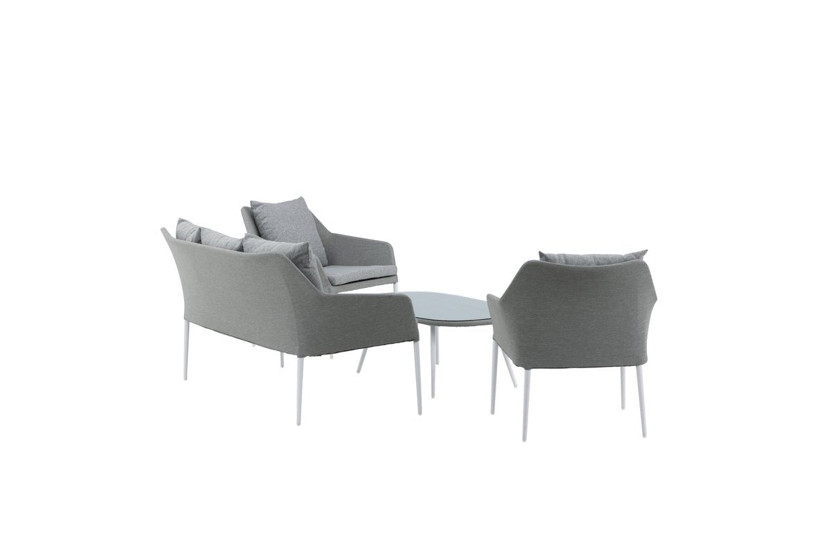 Garten Loungeset Morena - in Weiß mit grauem Stoff