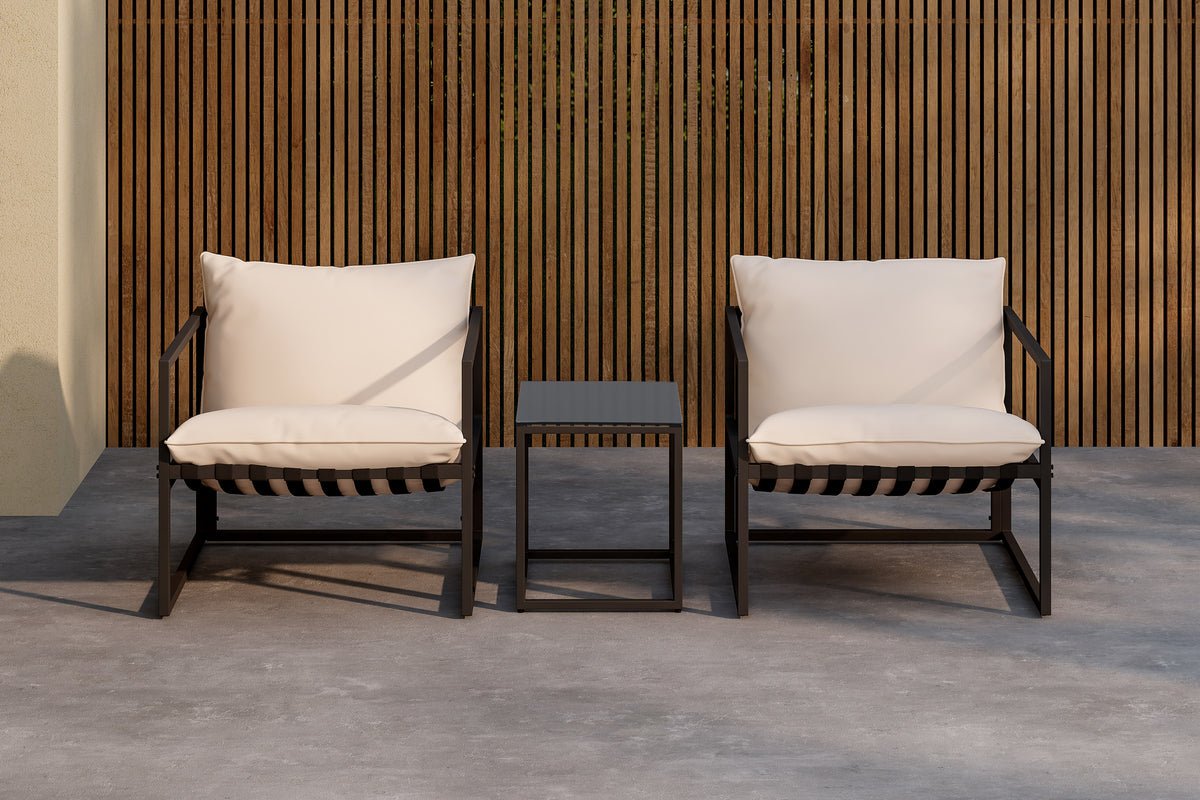 Garten Loungeset Naomi – mit Glastisch & wetterfesten Kissen