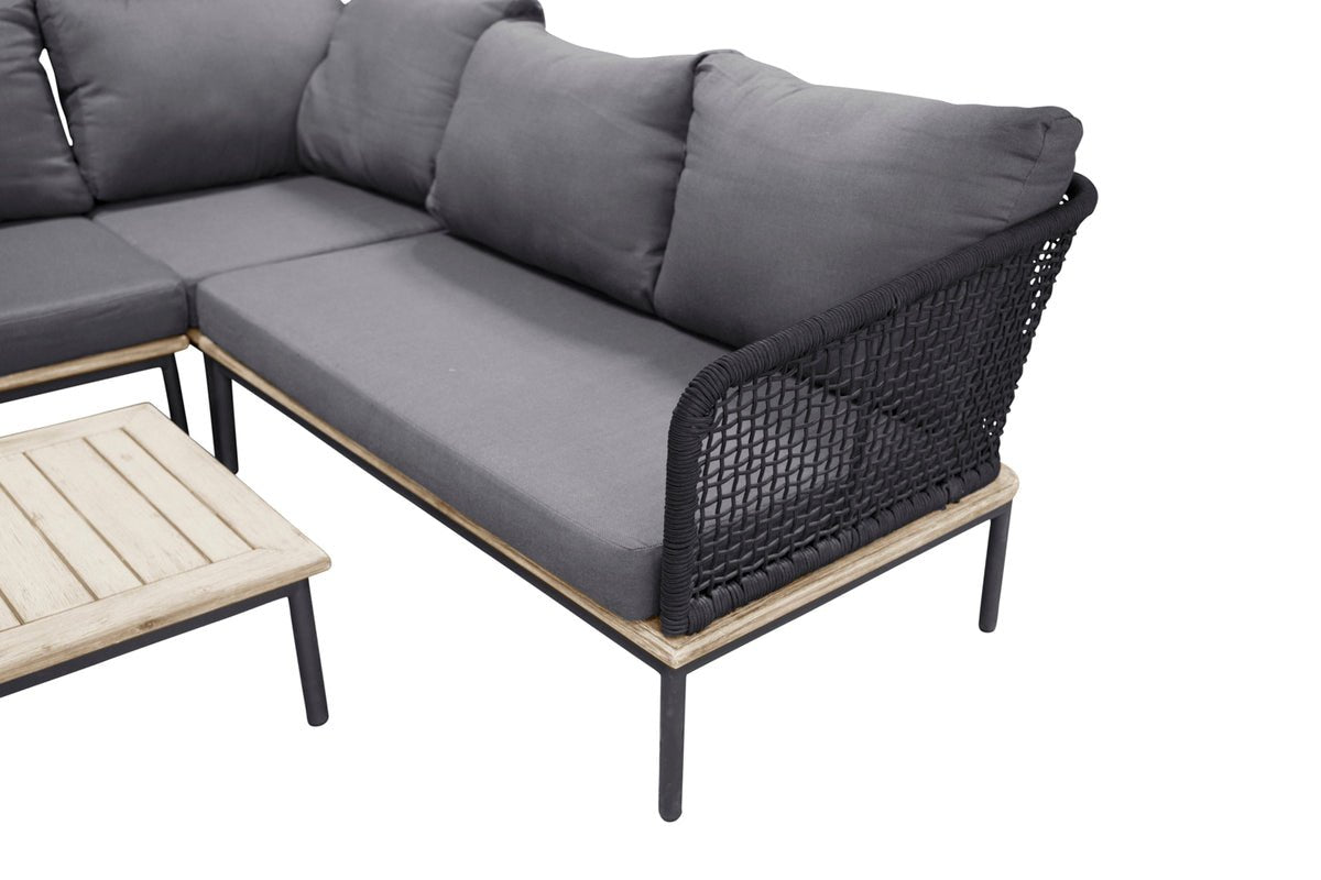 Garten Loungeset Olanda – mit Ecksofa & Couchtisch aus Akazienholz und Metall