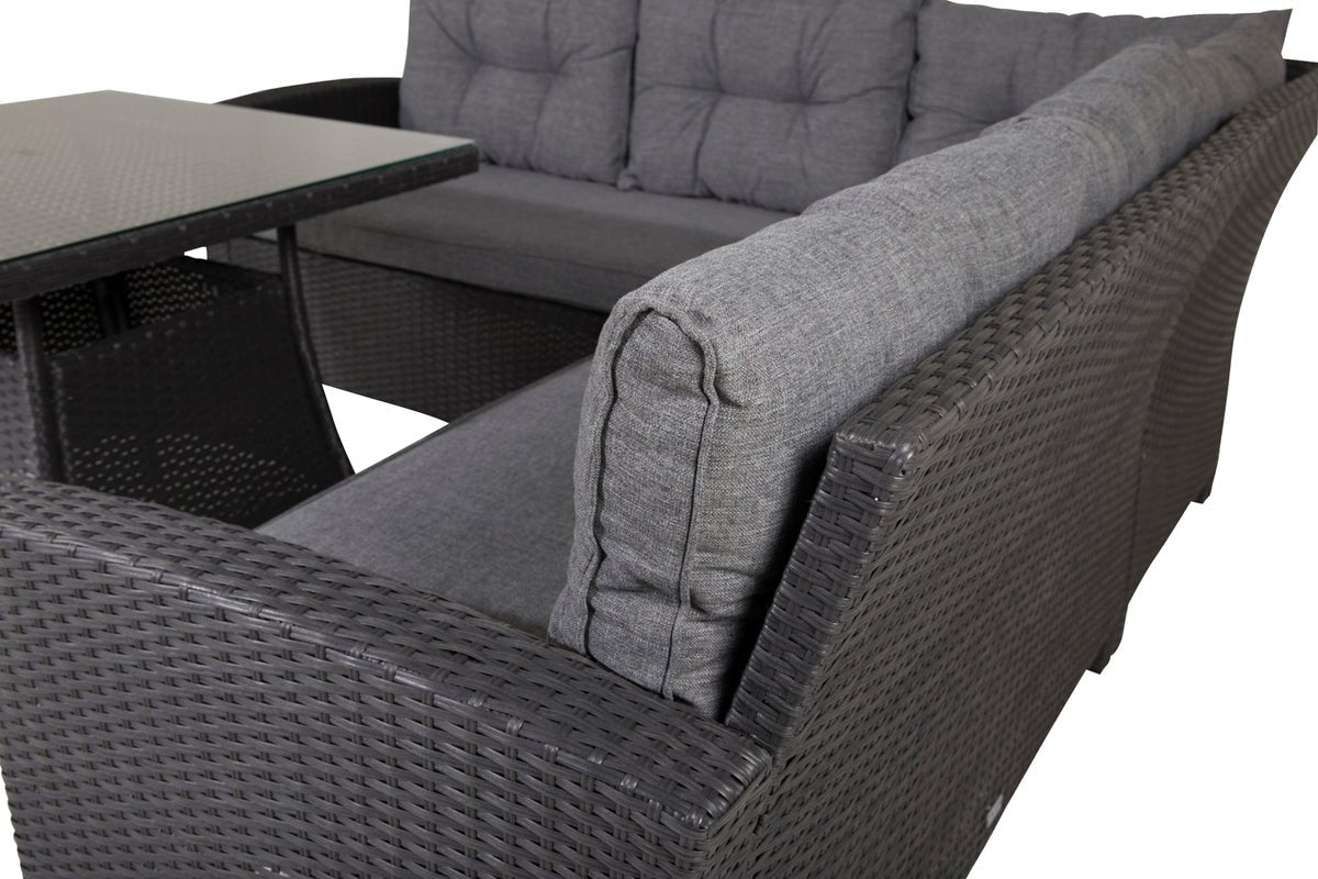 Garten Loungeset Olivia – mit Ecksofa & Glas-Couchtisch in zwei Farben