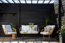 Garten Loungeset Raina – 4-teiliges Set mit Glasplatte & Kissen