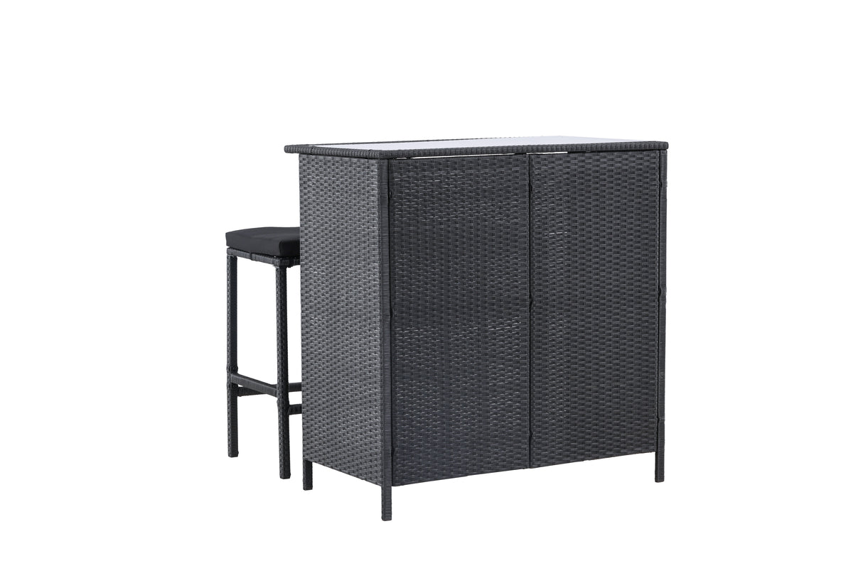 Garten Loungeset Talio – 3-teiliges Set aus synth. Rattan in Schwarz