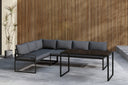 Garten Loungeset Zico – 3-teilig mit Glastisch in Grau