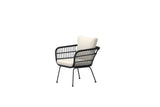 Gartenstuhl Valoro mit schwarzem Stahlgestell und beigem Kissen