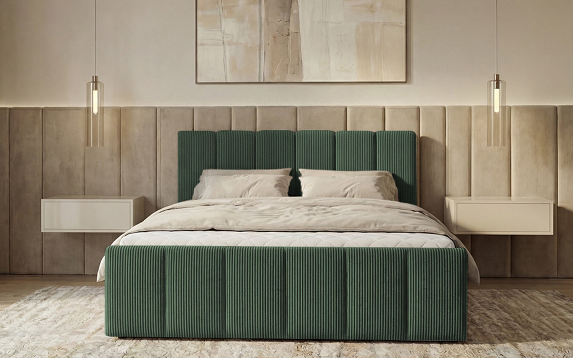 Boxspringbett Siena mit hochklappbarem Stauraum in Cord