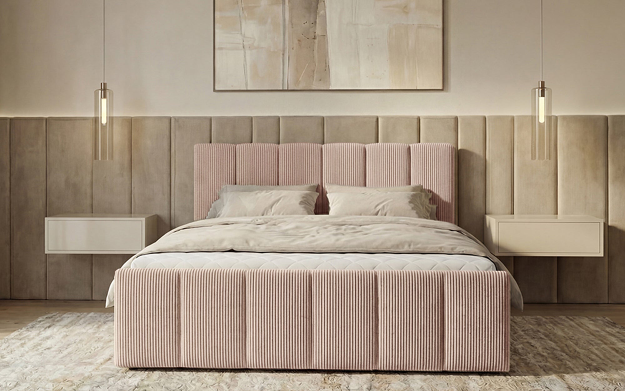 Boxspringbett Siena mit hochklappbarem Stauraum in Cord