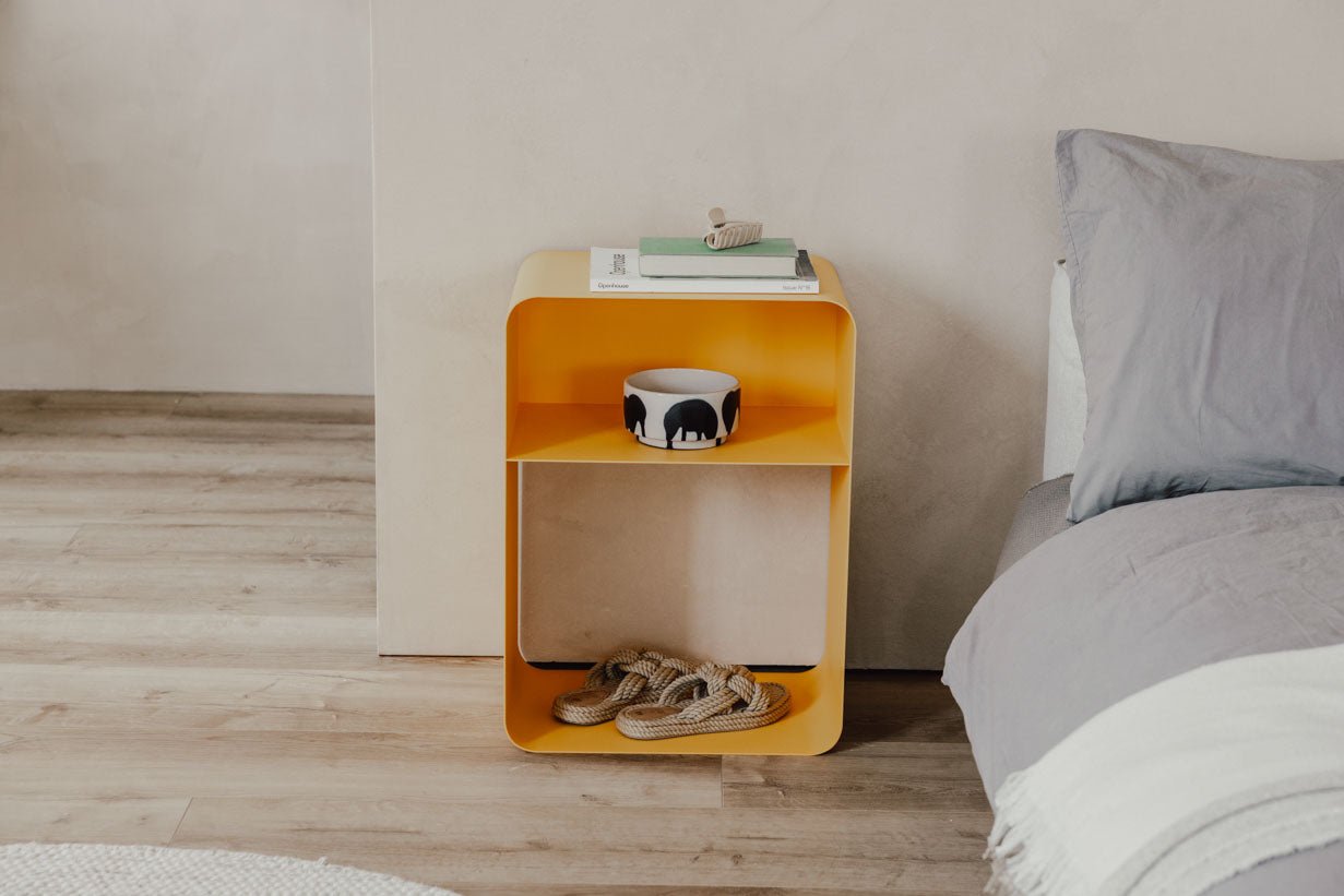 Nachttisch Damio – Minimalistisches Design aus pulverbeschichtetem Metall