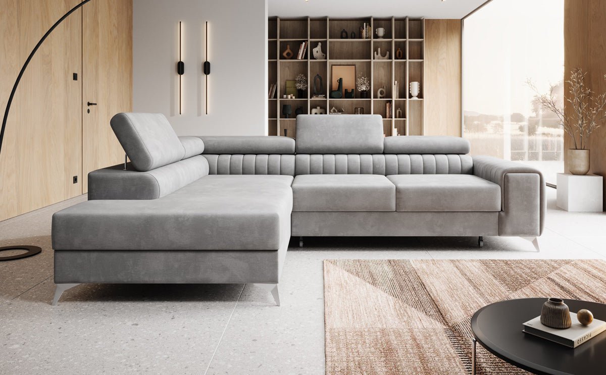 Designer Sofa Aurea L mit Schlaf- und Klappfunktion in Samt