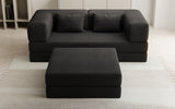 Lazy Spar-Set: 3-Sitzer + Hocker in Bouclé