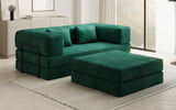 Lazy Spar-Set: 3-Sitzer + Hocker in Samt