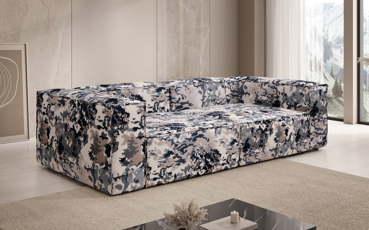 Designer Sofa Lesley 3 Sitzer - Jacquard mit Aquarell-Muster