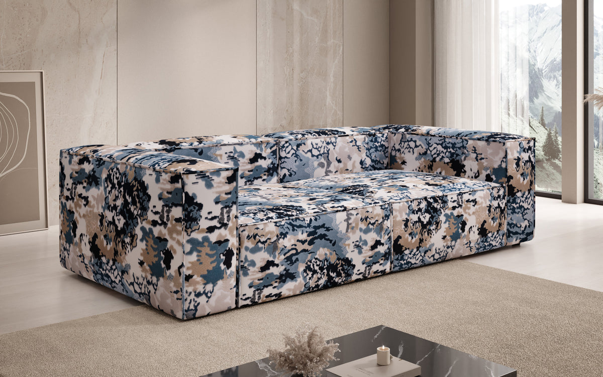 Designer Sofa Lesley 3 Sitzer - Jacquard mit Aquarell-Muster