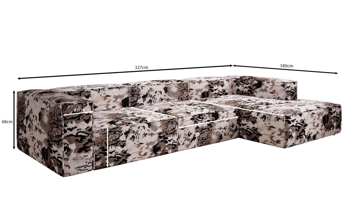 Designer Ecksofa Lesley - Jacquard mit Aquarell-Muster