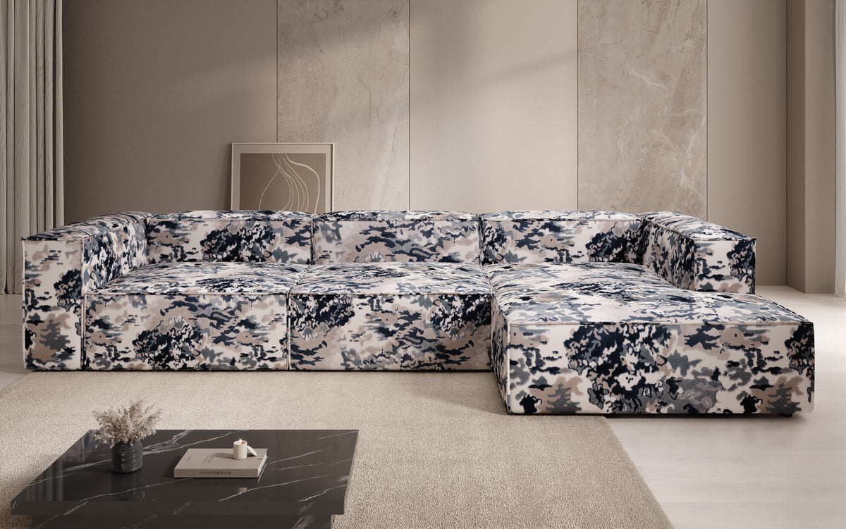 Designer Ecksofa Lesley - Jacquard mit Aquarell-Muster