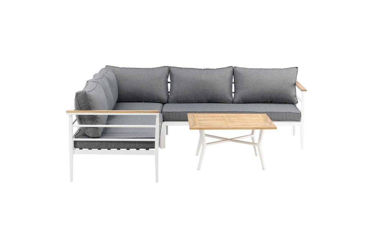 Lounge Set Puerto – aus Metall mit Teakholz-Details, inkl. Kissen